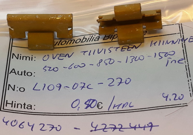 Oven tiivisteen kiinnike